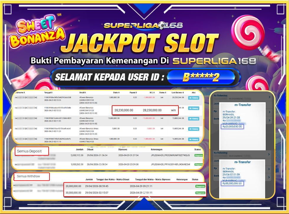 SUPERLIGA168 JACKPOT SWEET BONANZA Rp.50,000,000LUNASSSSSS